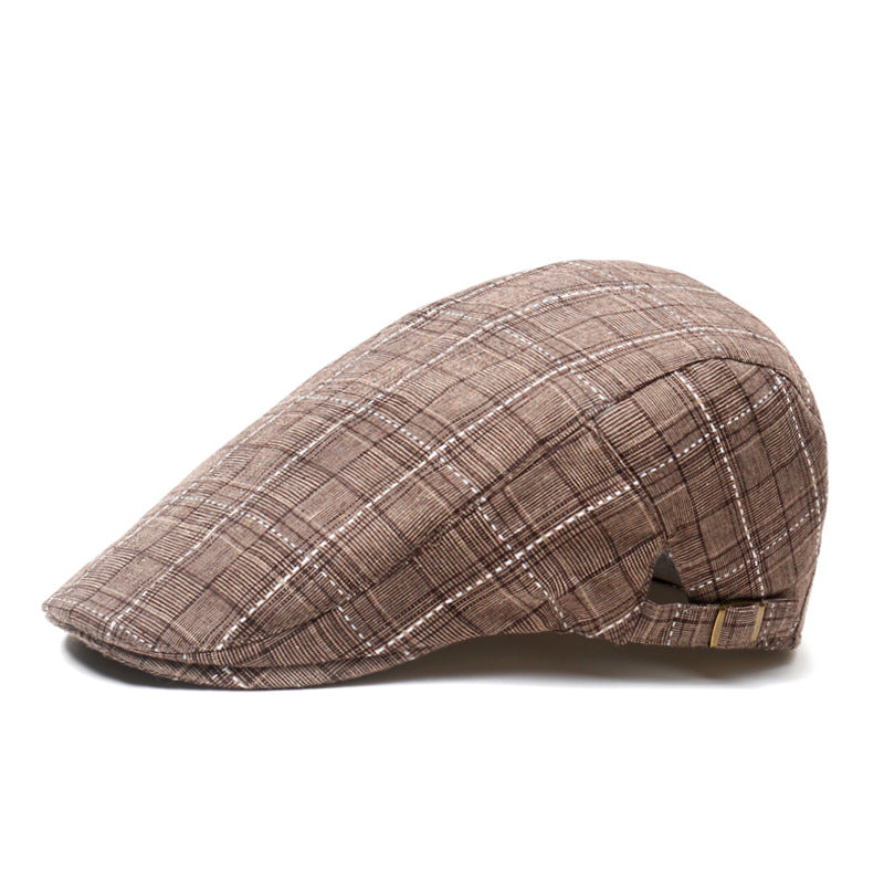 Peaked Plaid Beret Sun Hat