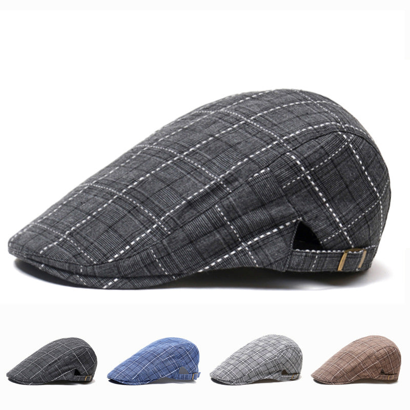 Peaked Plaid Beret Sun Hat
