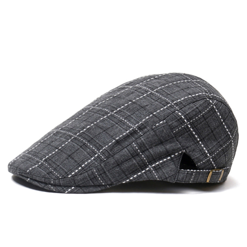 Peaked Plaid Beret Sun Hat