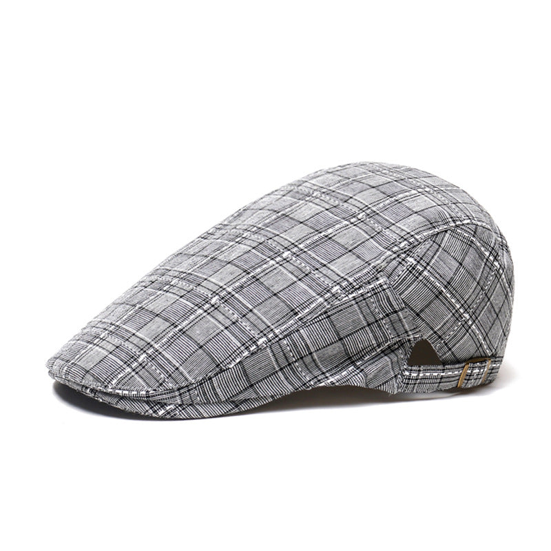 Peaked Plaid Beret Sun Hat