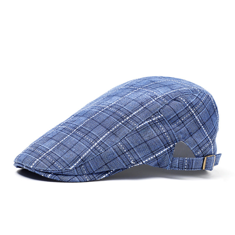 Peaked Plaid Beret Sun Hat